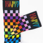 Calzini Lunghi Happy Socks RAINBOW CHECK THIN CREW Nero - Foto 2