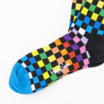 Calzini Lunghi Happy Socks RAINBOW CHECK THIN CREW Nero - Foto 3