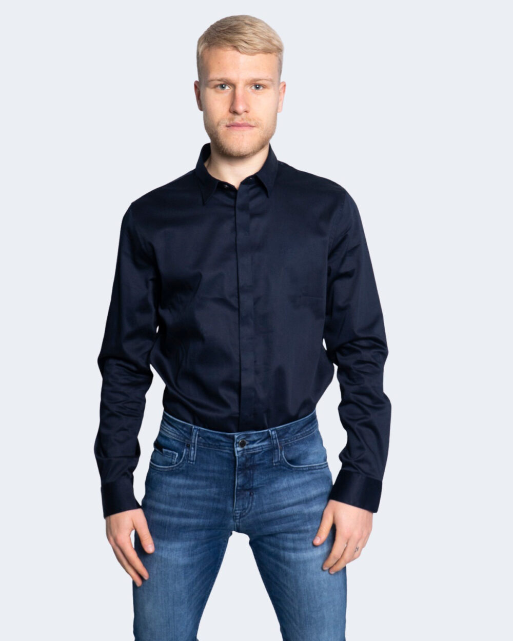 Camicia manica lunga Armani Exchange TINTA UNITA Blu - Foto 1
