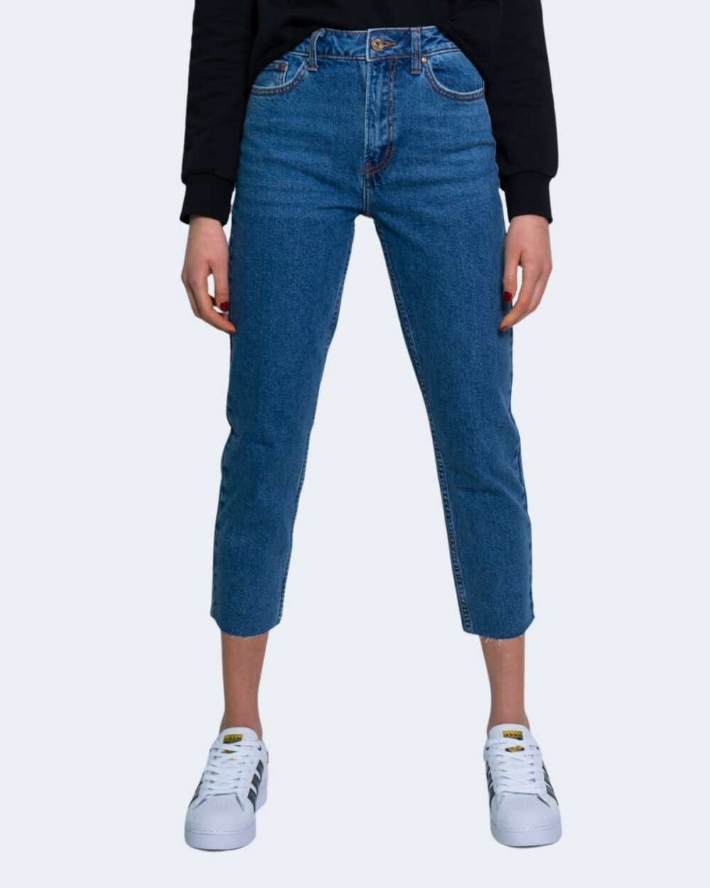 Jeans mom Only NOOS - ONLEMILY HW ST RAW CR AN MAE05 NOOS Blue Denim Scuro - Foto 3