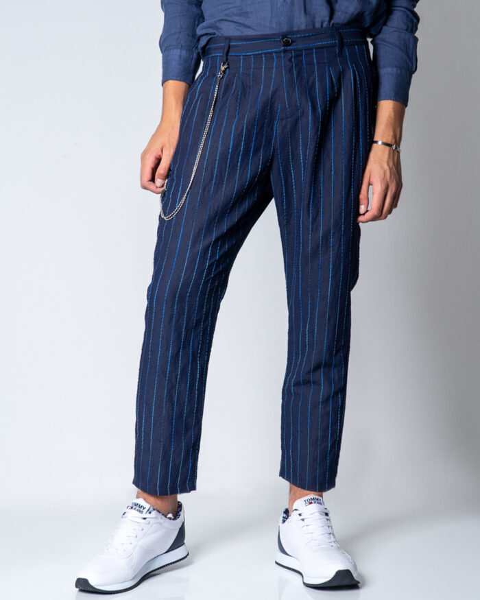 Pantaloni con cavallo basso Imperial Gessato baggy Blu – 42570