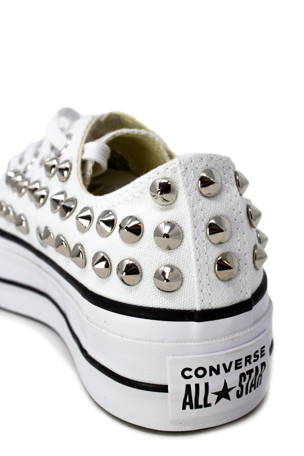Sneakers Converse PLATFORM PERSONALIZZATA CON BORCHIE Bianco - Foto 4