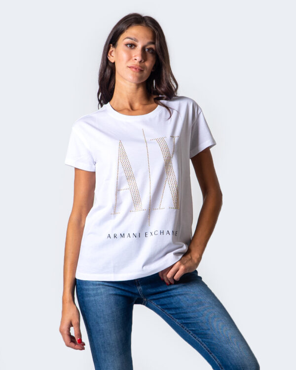 T-shirt Armani Exchange LOGO BORCHIE Bianco - Foto 1