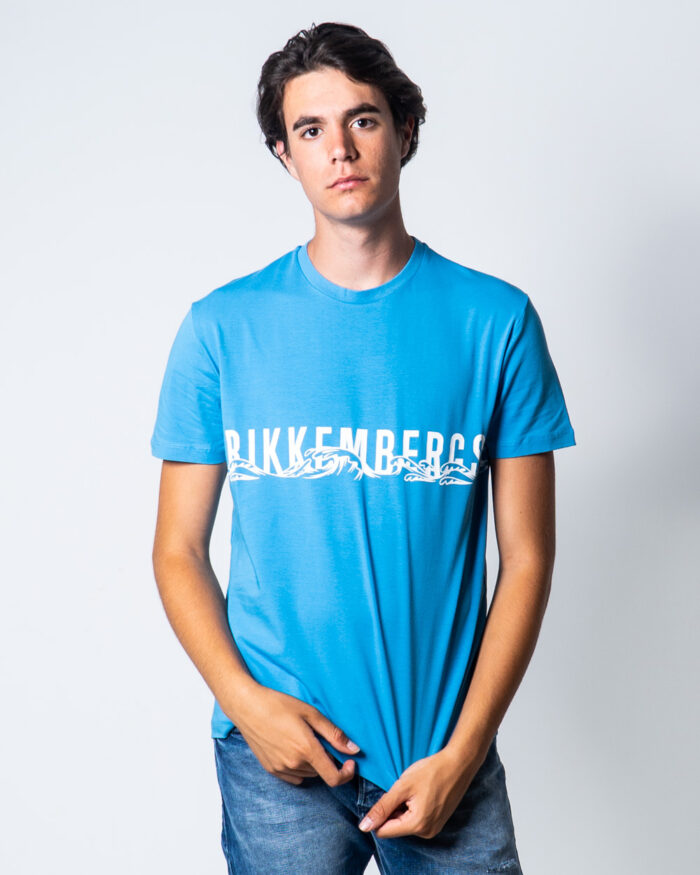 T-shirt Bikkembergs LOGO CON ONDE Celeste – 51663