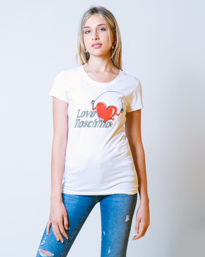 T-shirt Love Moschino STAMPA CUORE CORDA Bianco – 52876