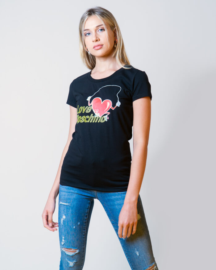 T-shirt Love Moschino STAMPA CUORE CORDA Nero – 52876