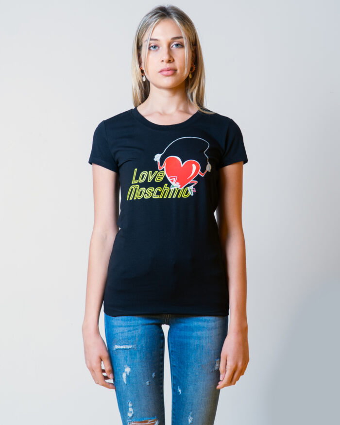 T-shirt Love Moschino STAMPA CUORE CORDA Nero – 52876