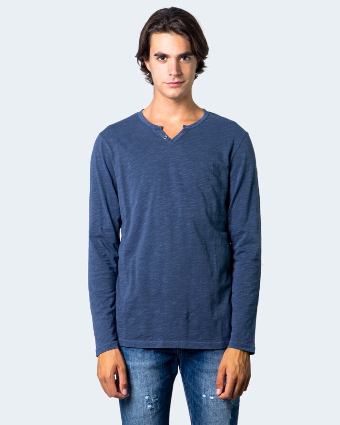 T-shirt manica lunga Jack Jones Split Neck Tee L/S Noos Blu – 53091