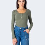 T-shirt manica lunga Pieces Kitte LS Top Noos BC Color Verde Oliva - Foto 1