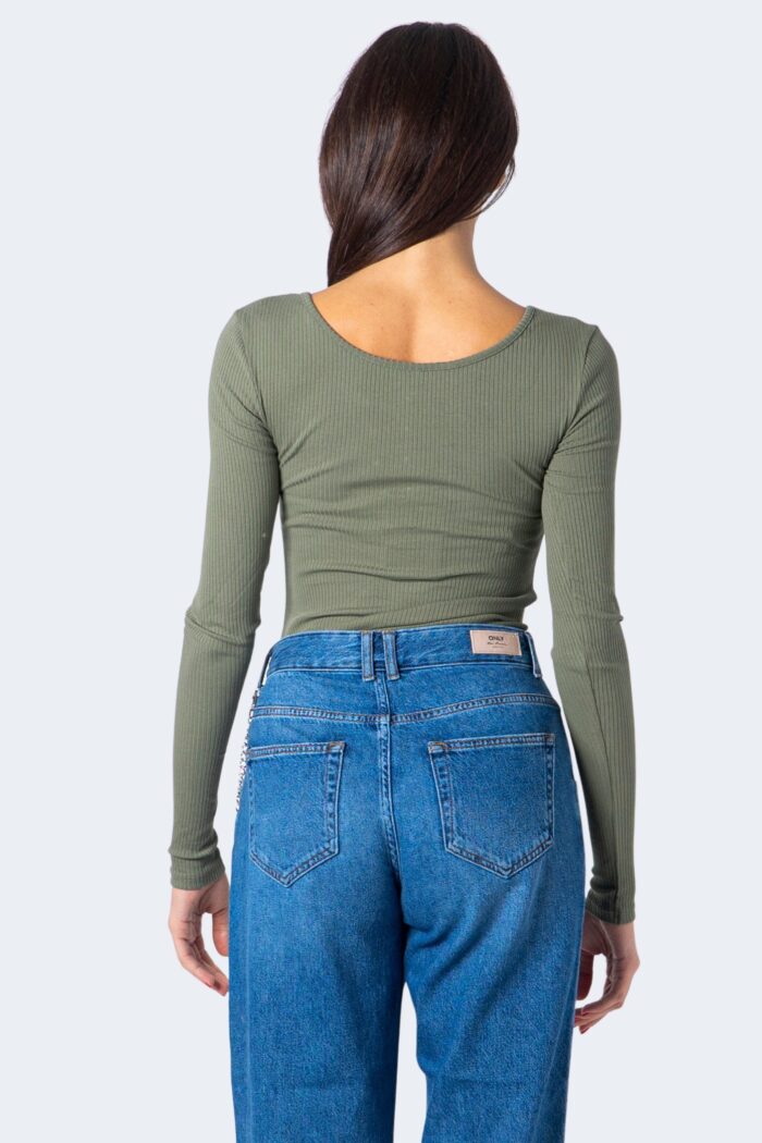 T-shirt manica lunga Pieces PCKITTE LS TOP NOOS BC Verde Oliva
