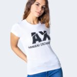 T-shirt Armani Exchange LOGO STRASS Bianco - Foto 1