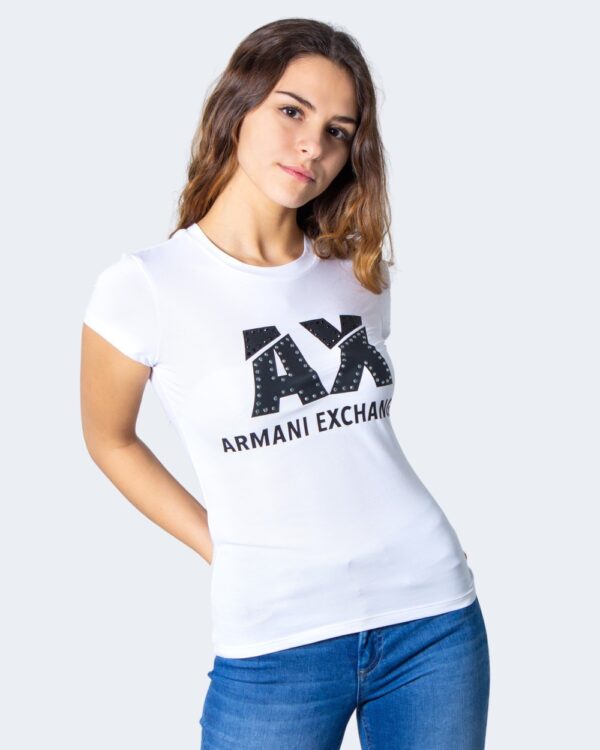 T-shirt Armani Exchange LOGO STRASS Bianco - Foto 1