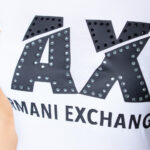 T-shirt Armani Exchange LOGO STRASS Bianco - Foto 3