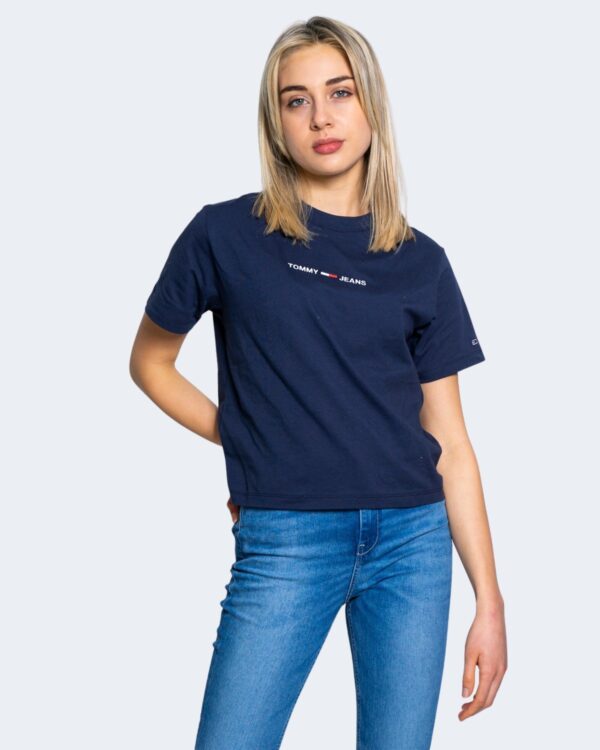 T-shirt Tommy Hilfiger Jeans LINEAR LOGO Blu - Foto 1