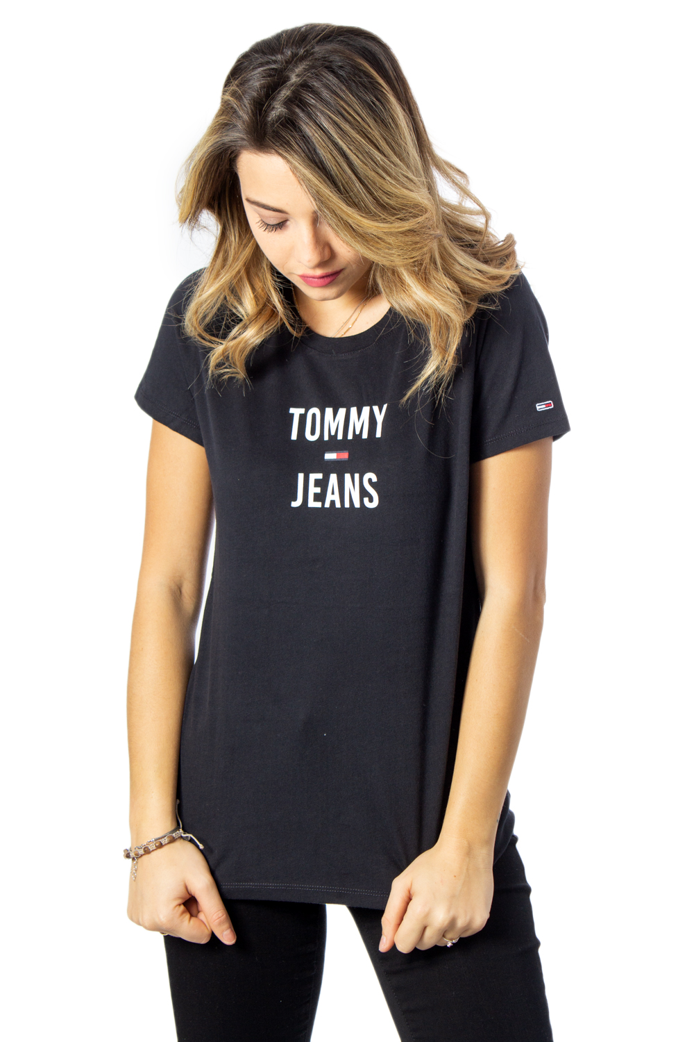 T-shirt Tommy Hilfiger Tjw Square Logo Tee Nero - Foto 1