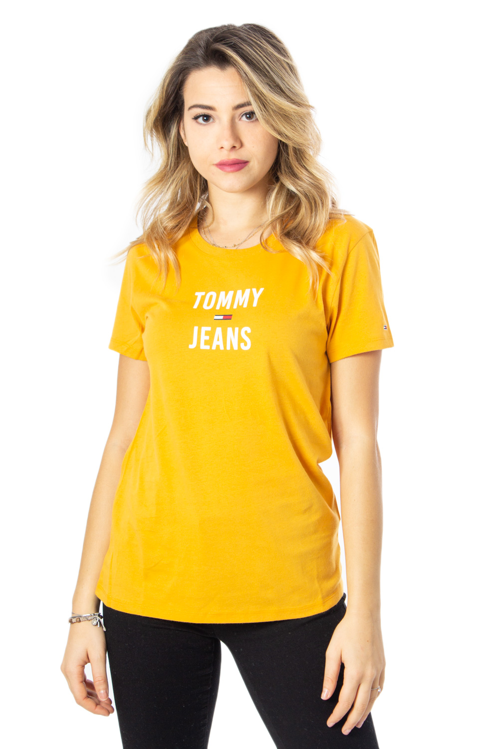T-shirt Tommy Hilfiger Tjw Square Logo Tee Color Ocra - Foto 3