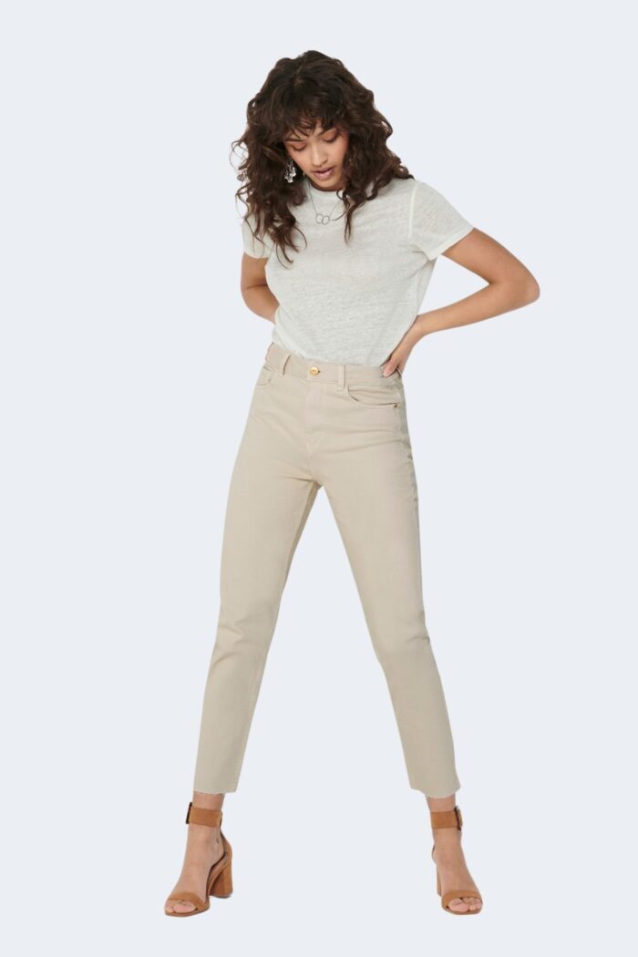 Jeans mom Only EMILY HW LIFE RAW CRPANK NOOS Beige – 71137