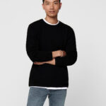 Maglia Only & Sons ONSPANTER REG 12 STRUC CREW KNIT NOOS Nero - Foto 1
