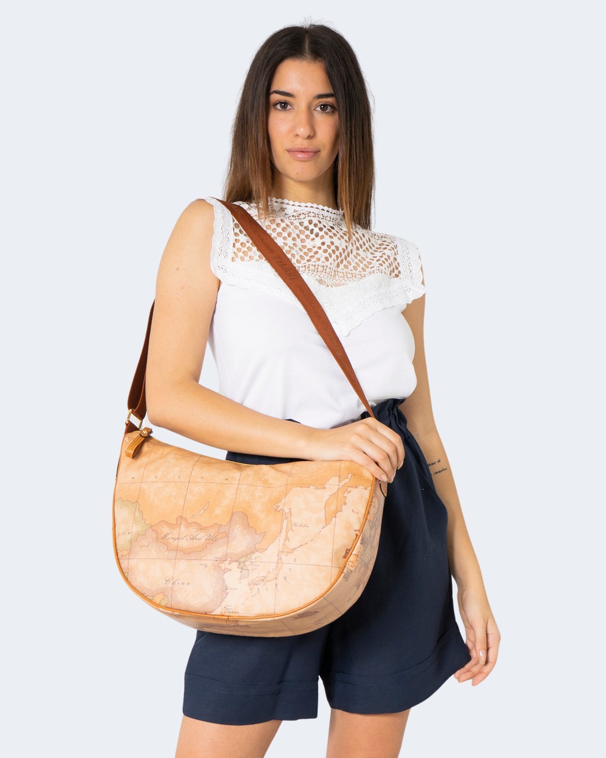 ALVIERO MARTINI PRIMA CLASSE - Geo Soft Medium half-moon handbag