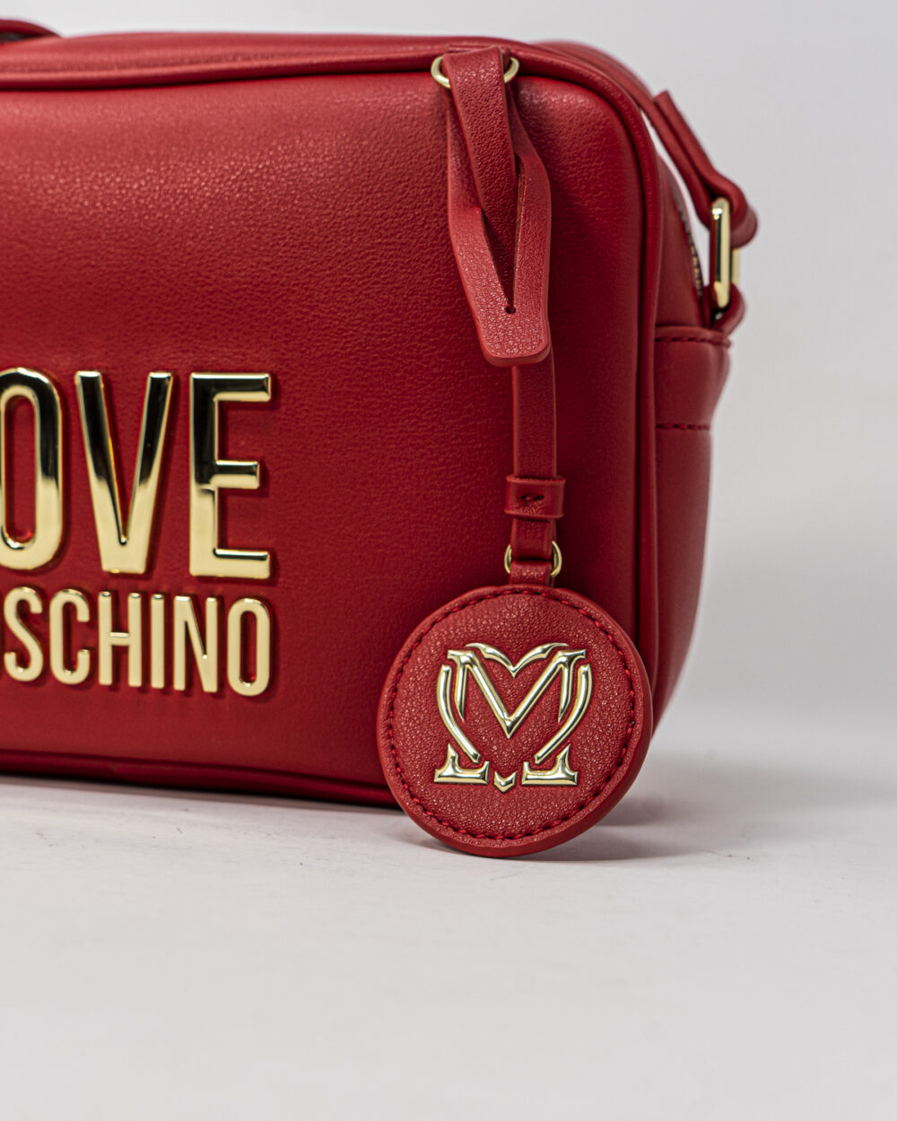 Borsa Love Moschino Camera bag Gold Metal Logo Rosso - Foto 4