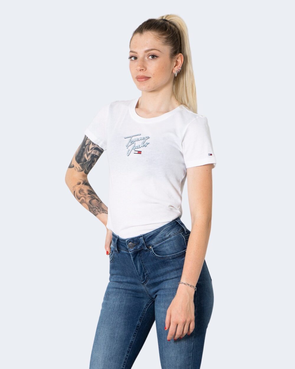 T-shirt Tommy Hilfiger Jeans SKINNY SCRIPT Bianco - Foto 1