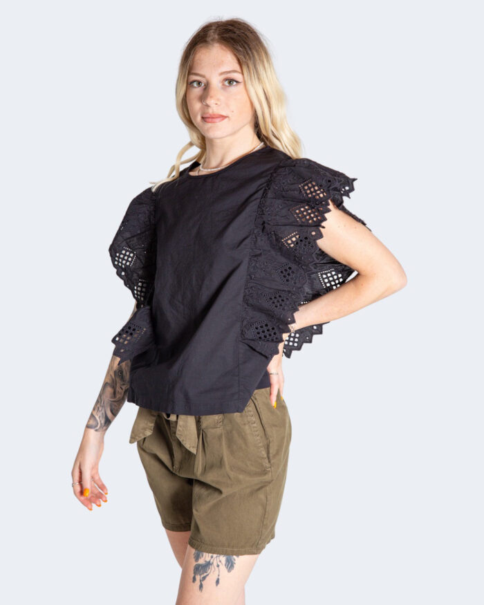 Canotta Only SANNE S/S BRODERIE TOP JRS Nero – 74162