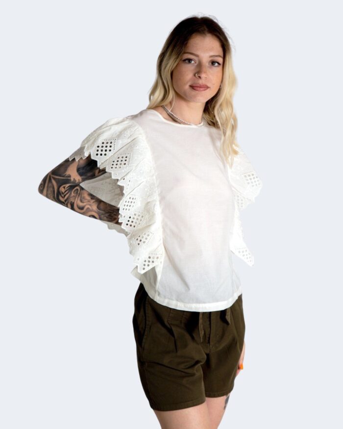 Canotta Only SANNE S/S BRODERIE TOP JRS Panna – 74162