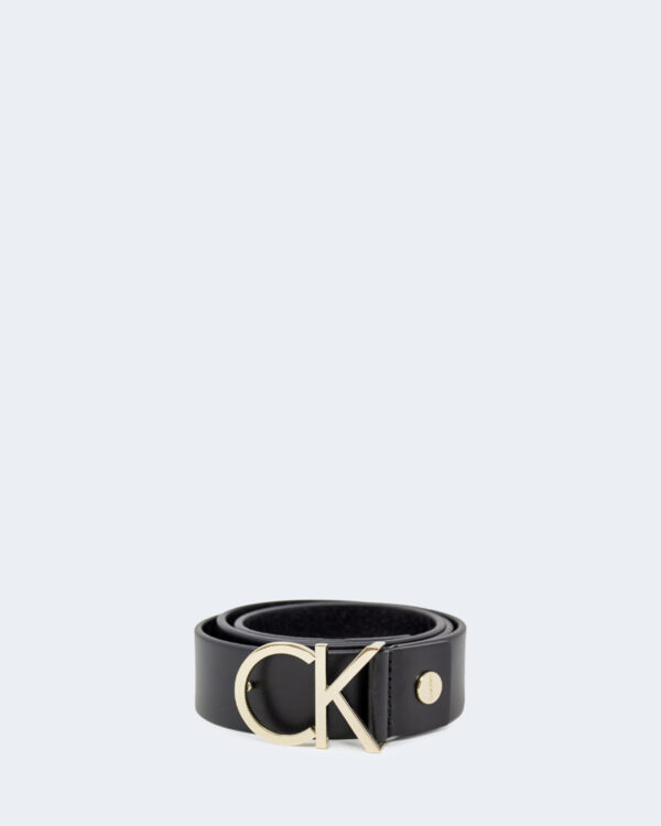 Cinta Calvin Klein Ck Adj Logo Belt Light Gold Buckle Nero - Foto 1