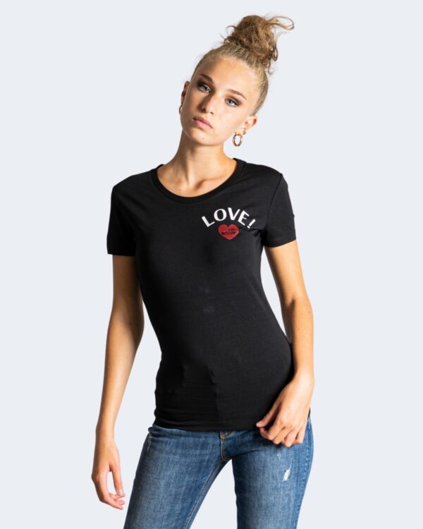 T-shirt Love Moschino LATO CUORE LOGO LOVE! Nero - Foto 1