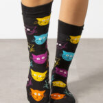 Calzini Lunghi Happy Socks CAT SOCK Nero - Foto 2