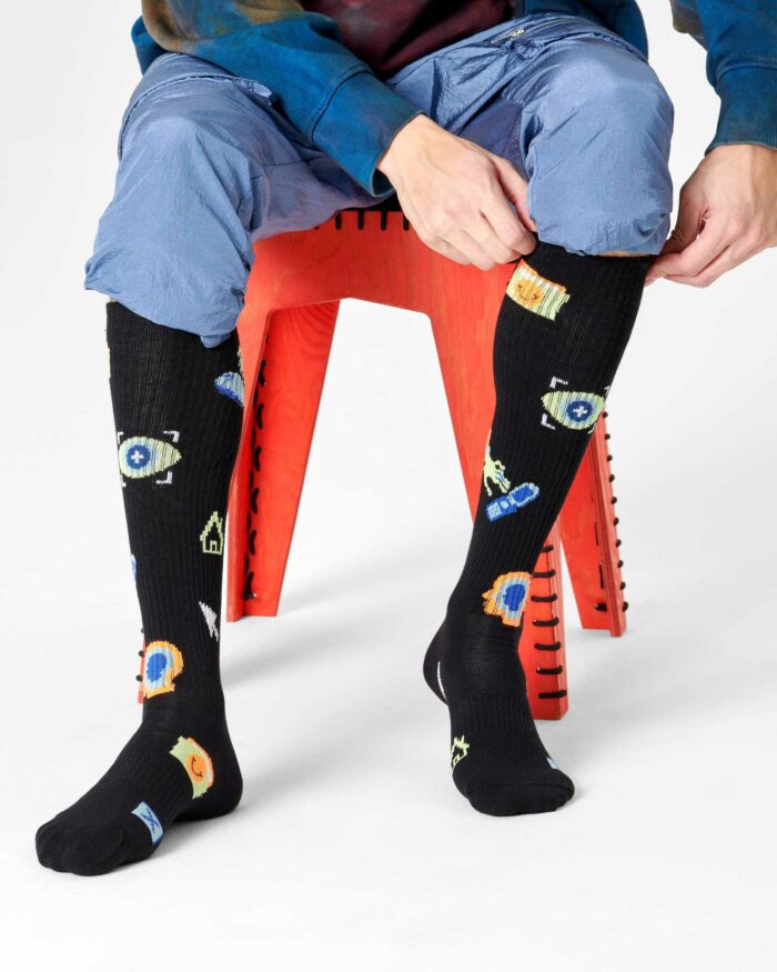 Calzini Lunghi Happy Socks TECHNOLOGY KNEE HIGH SOCK Nero – 76755