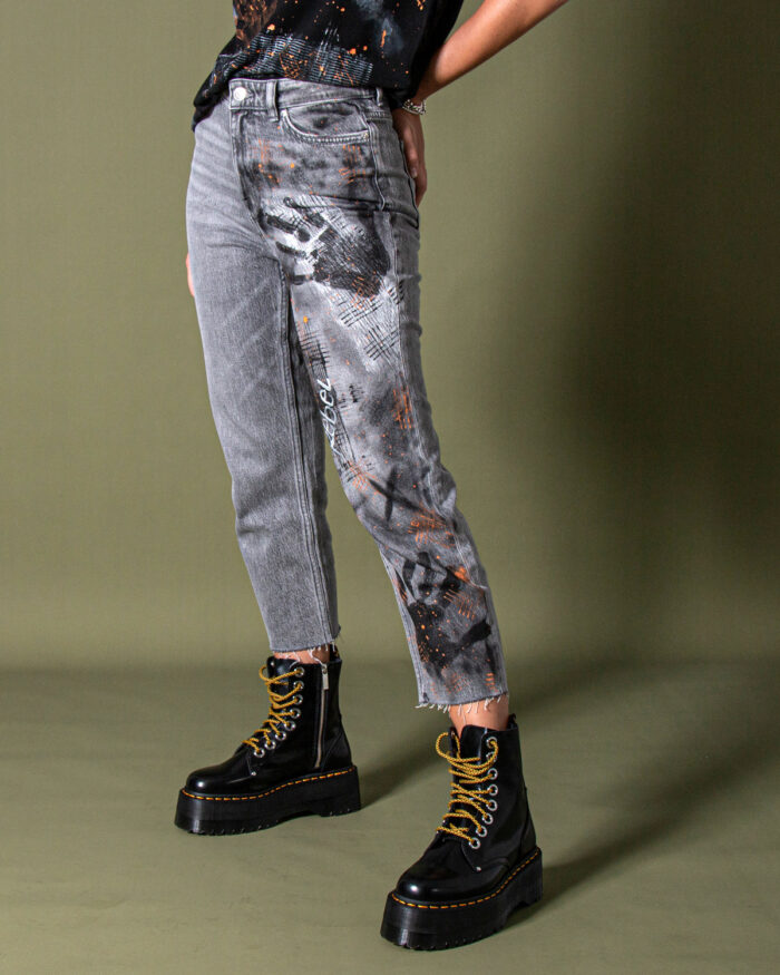 Jeans mom Gocciart emily personalizzato Grigio – 78024