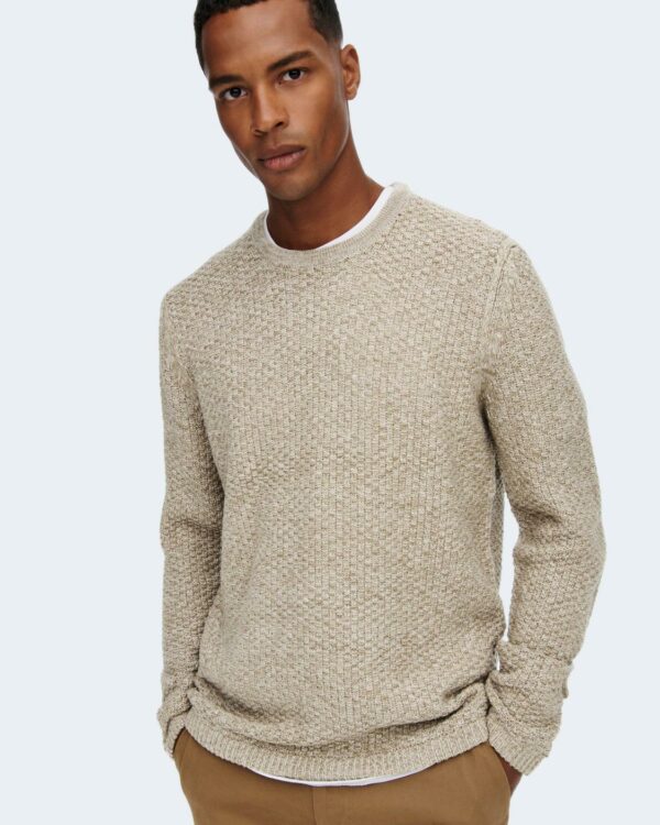 Maglione Only & Sons ONSLOCCER Beige - Foto 2