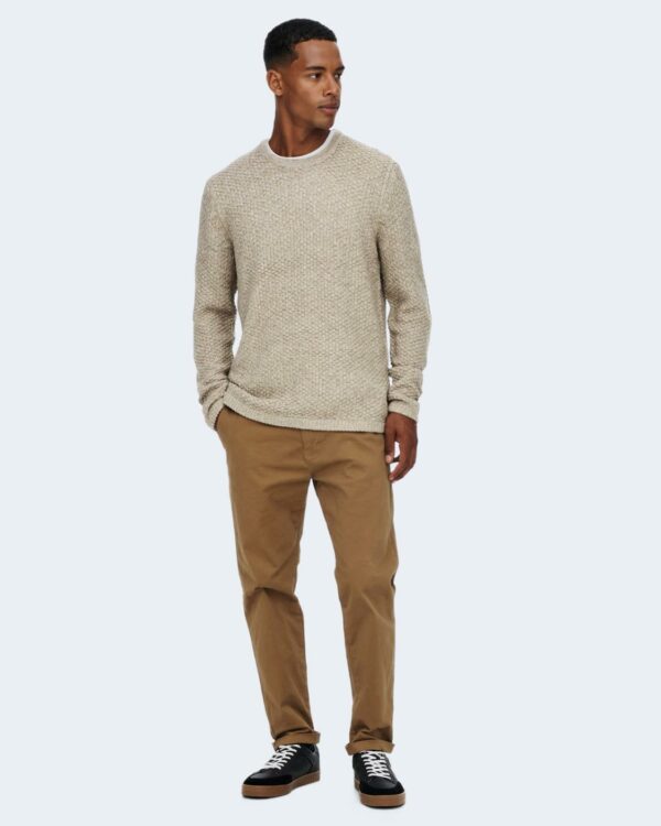 Maglione Only & Sons ONSLOCCER Beige - Foto 4
