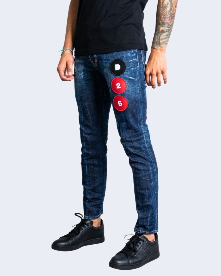 Jeans slim Dsquared2 LOGO PATCHES Dark Blue Denim - Foto 2