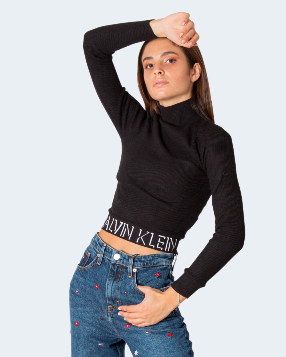 T-shirt manica lunga Calvin Klein Jeans LOGO TAPE Nero - Foto 2