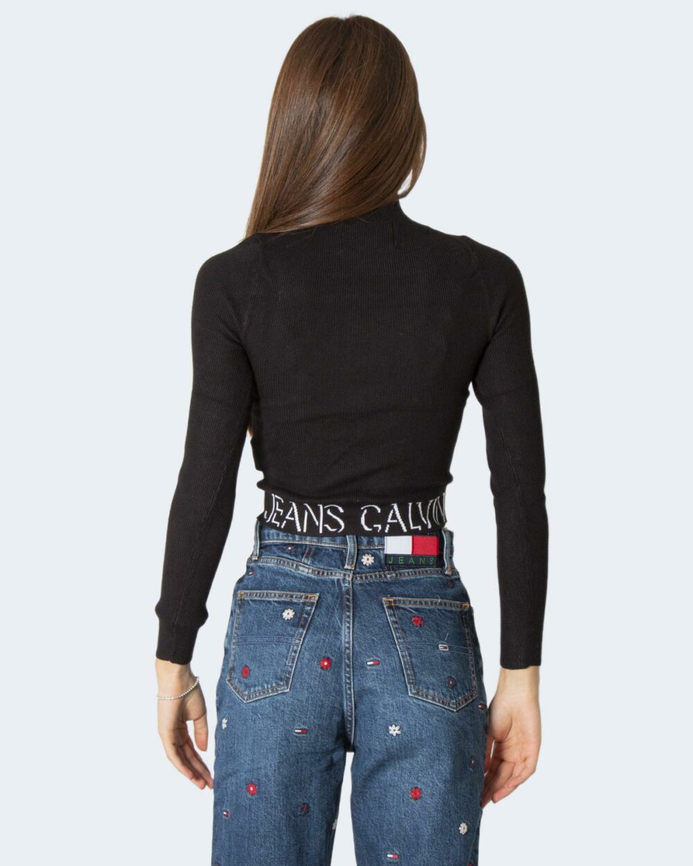 T-shirt manica lunga Calvin Klein Jeans LOGO TAPE Nero - Foto 4