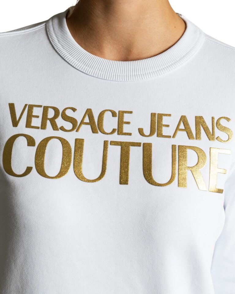 Felpa senza cappuccio Versace Jeans Couture LOGO GOLD Bianco - Foto 3