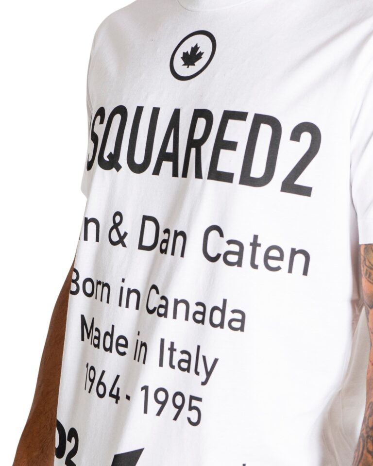 T-shirt Dsquared2 BORN IN CANADA Bianco - Foto 4