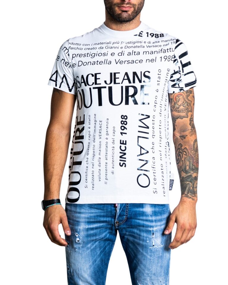 T-shirt Versace Jeans Couture LOGO SCRITTA Bianco - Foto 1