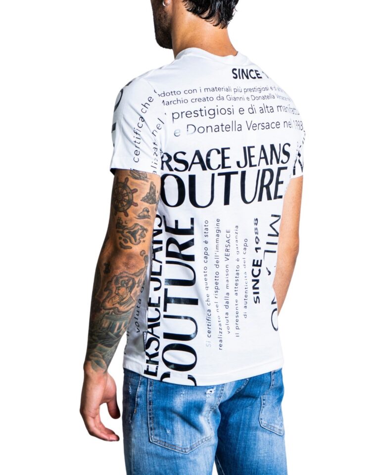 T-shirt Versace Jeans Couture LOGO SCRITTA Bianco - Foto 3