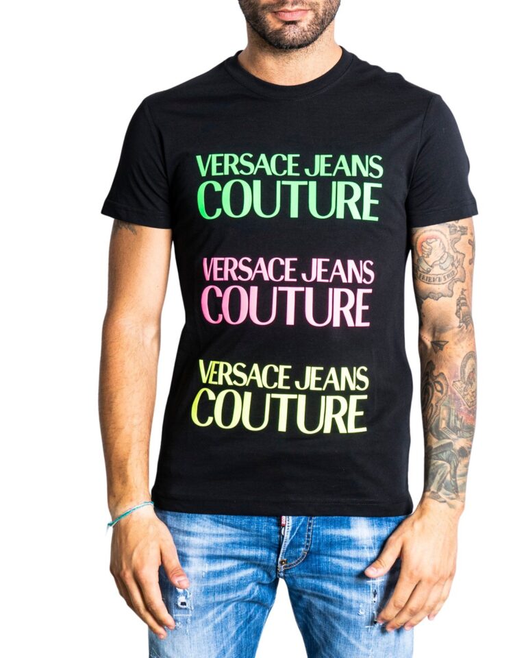 T-shirt Versace Jeans Couture LETTERE COLOR LOGO Nero - Foto 1