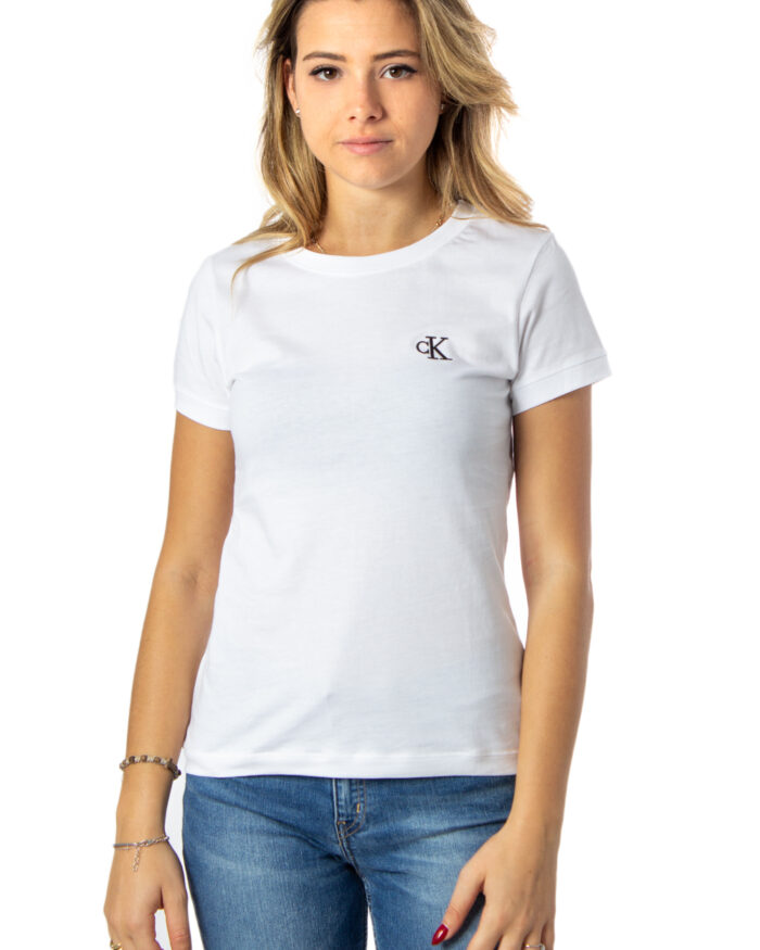 T-shirt Calvin Klein CK EMBROIDERY SLIM TEE Bianco – 39146