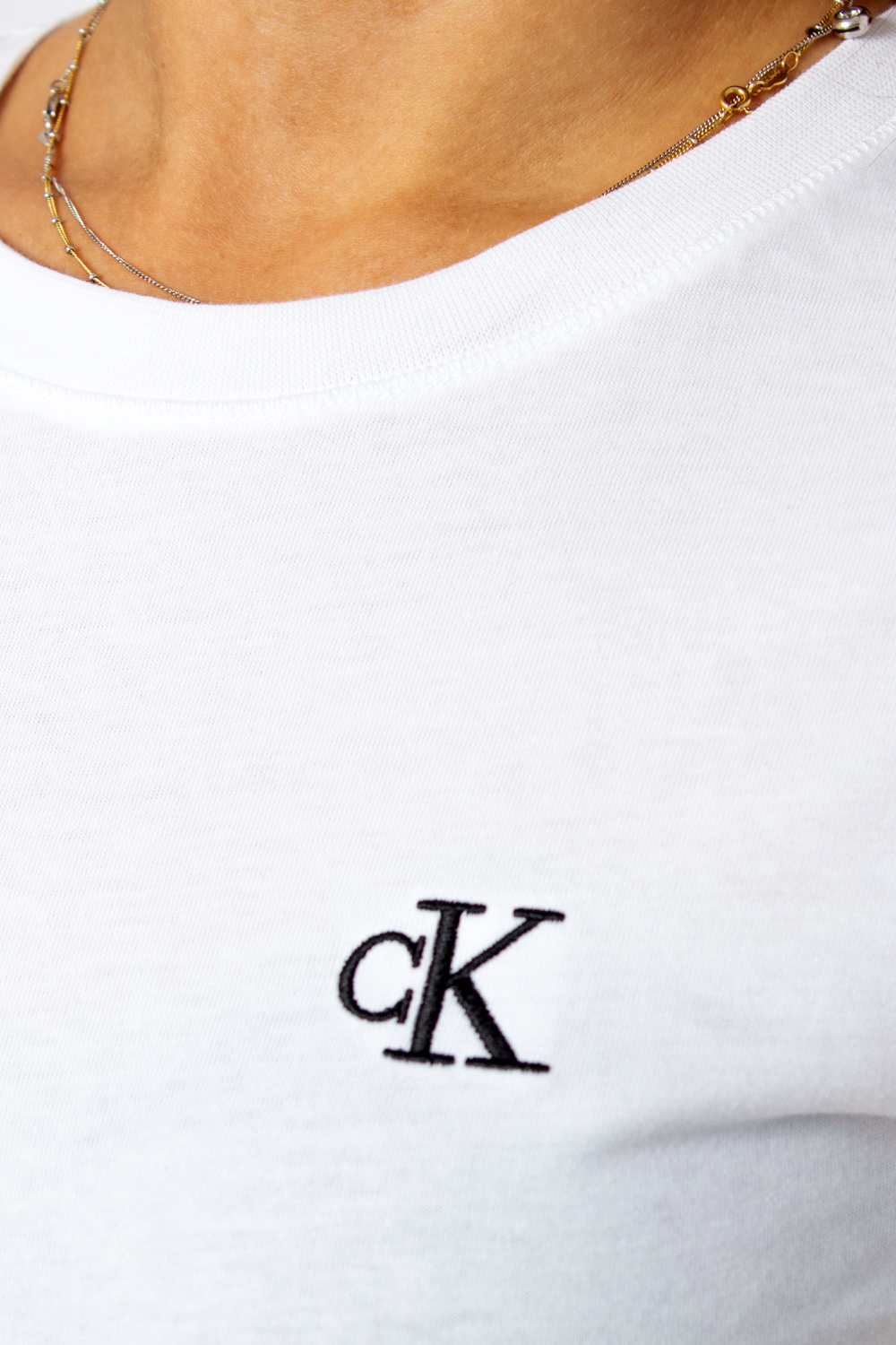 T-shirt Calvin Klein Jeans CK EMBROIDERY SLIM TEE Bianco - Foto 4