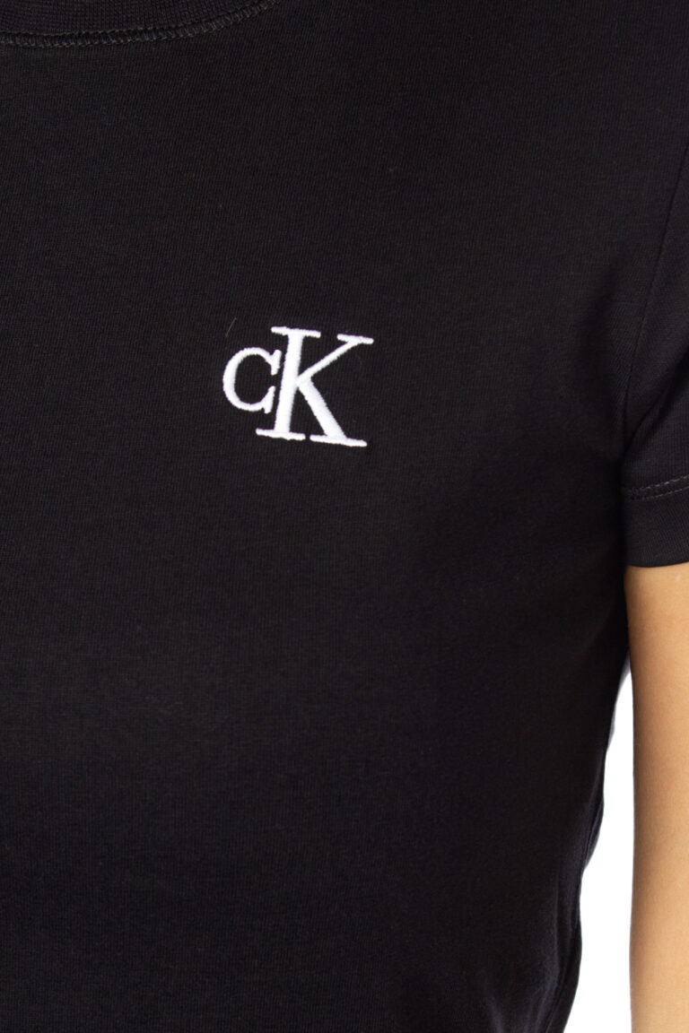 T-shirt Calvin Klein Jeans Ck Embroidery Slim Tee Nero - Foto 3