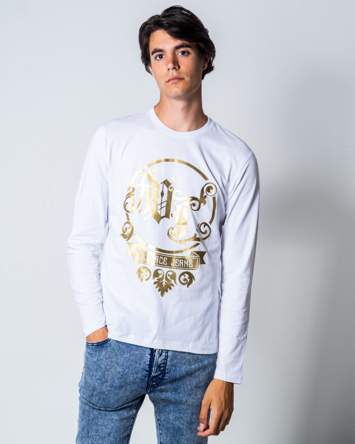 T-shirt manica lunga Versace Jeans Couture Logo Dorato Bianco – 51478