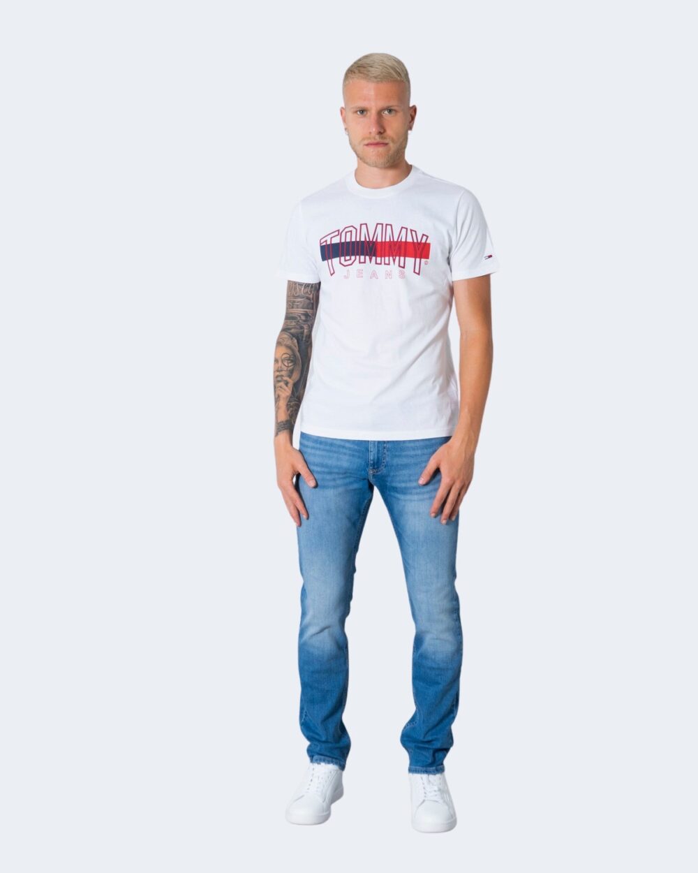 T-shirt Tommy Hilfiger Jeans TJM FLAG TOMMY TEE DM0DM09717 Bianco - Foto 2