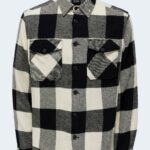 Camicia manica lunga Only & Sons ONSMILO LIFE LS CHECK OVERSHIRT NOOS Nero - Foto 4