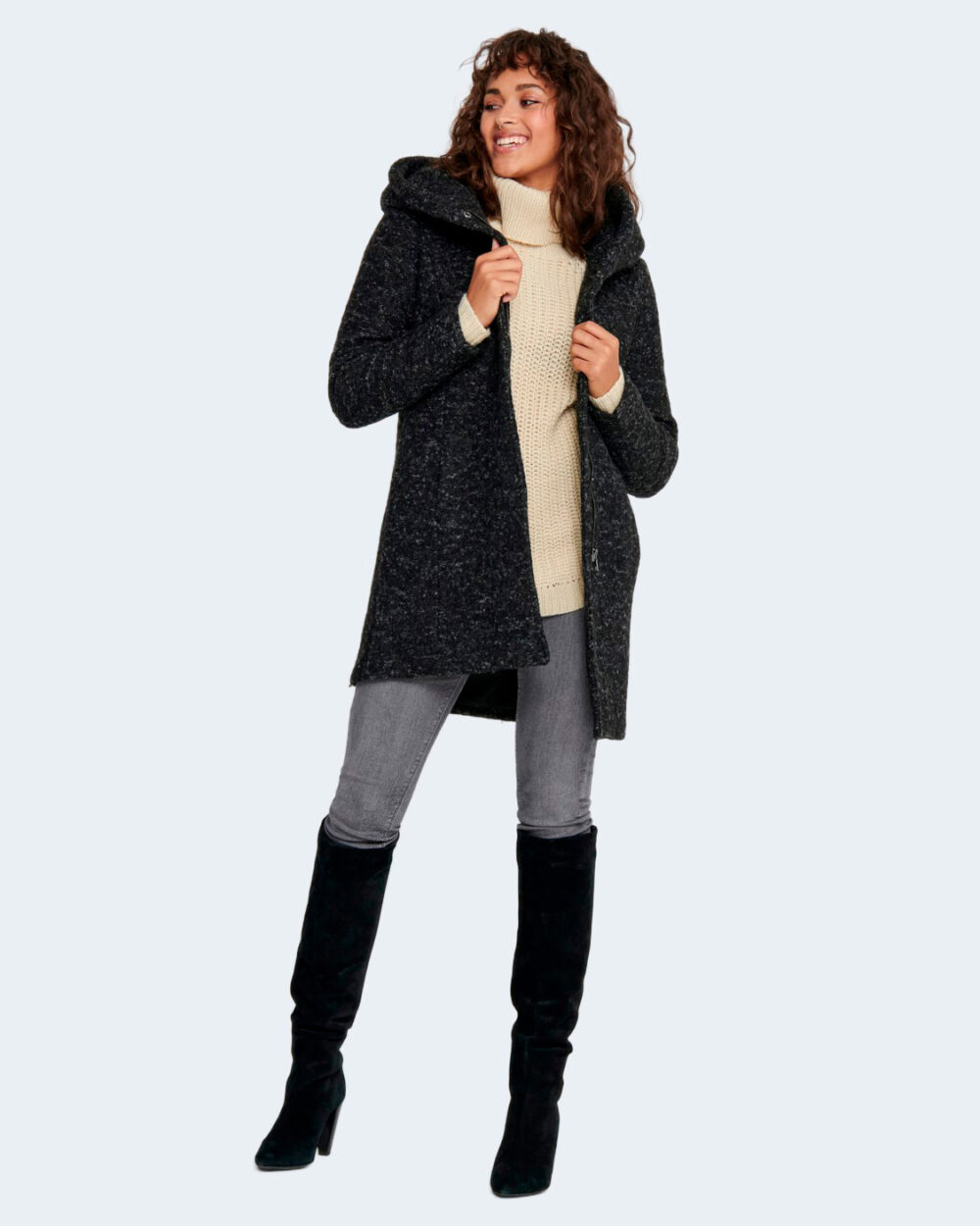 Cappotto Only SEDONA BOUCLE WOOL NOOS Nero - Foto 3