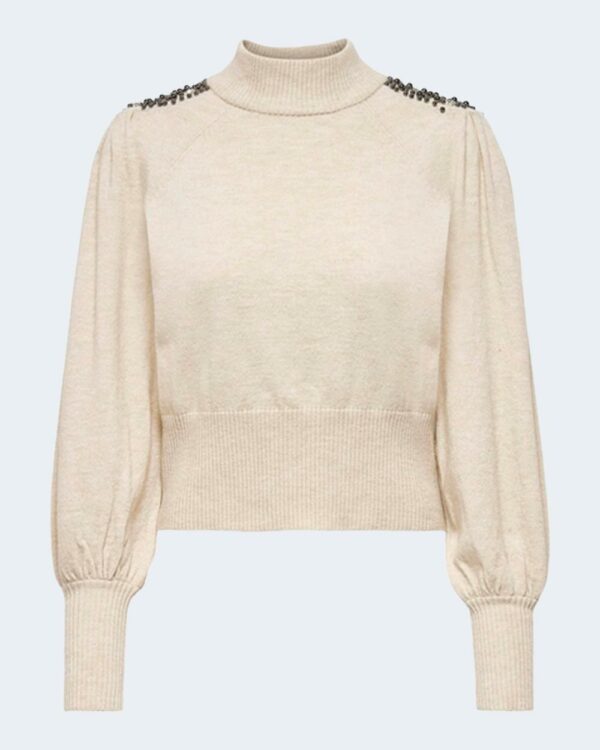 Maglia Only ONLFLAIR L/S PULLOVER KNT - 15239369 Beige - Foto 4